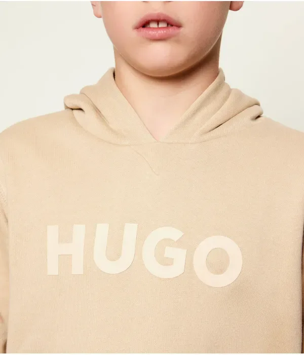 Толстовка regular fit Hugo Kids, бежевый — фото 4