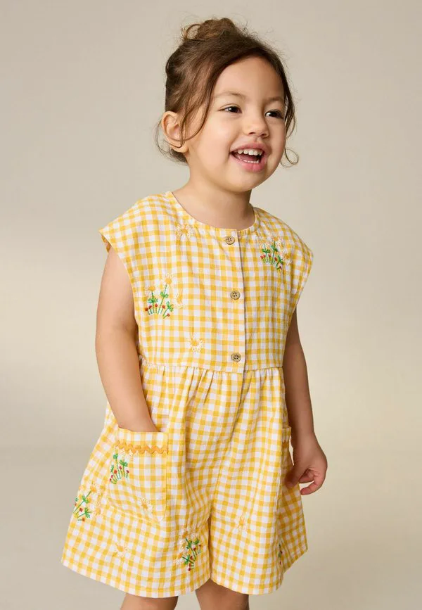 Комбинезон без рукавов Next, Yellow Gingham Embroidered