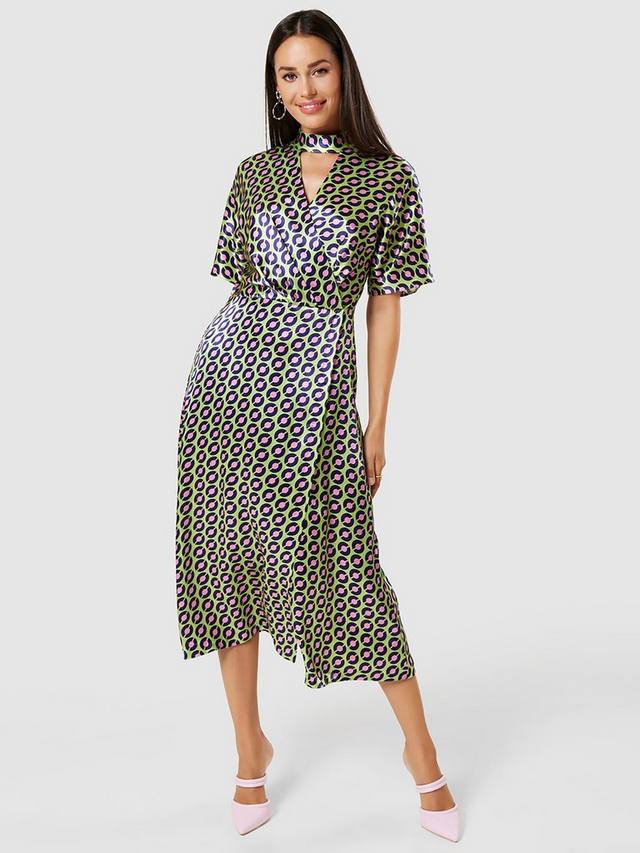 

Платье-кимоно с точечным принтом Closet London, цвет Lime/Multi