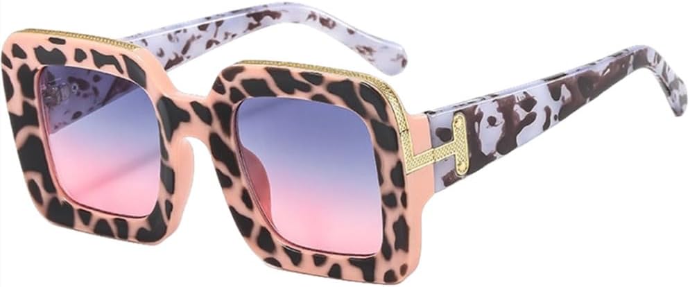 

Женские квадратные солнцезащитные очки 2027 года, большие, модные, яркие, с градиентным переходом цвета, популярные очки с защитой от УФ-излучения UV400 MTZJH, Pink Gray Pink