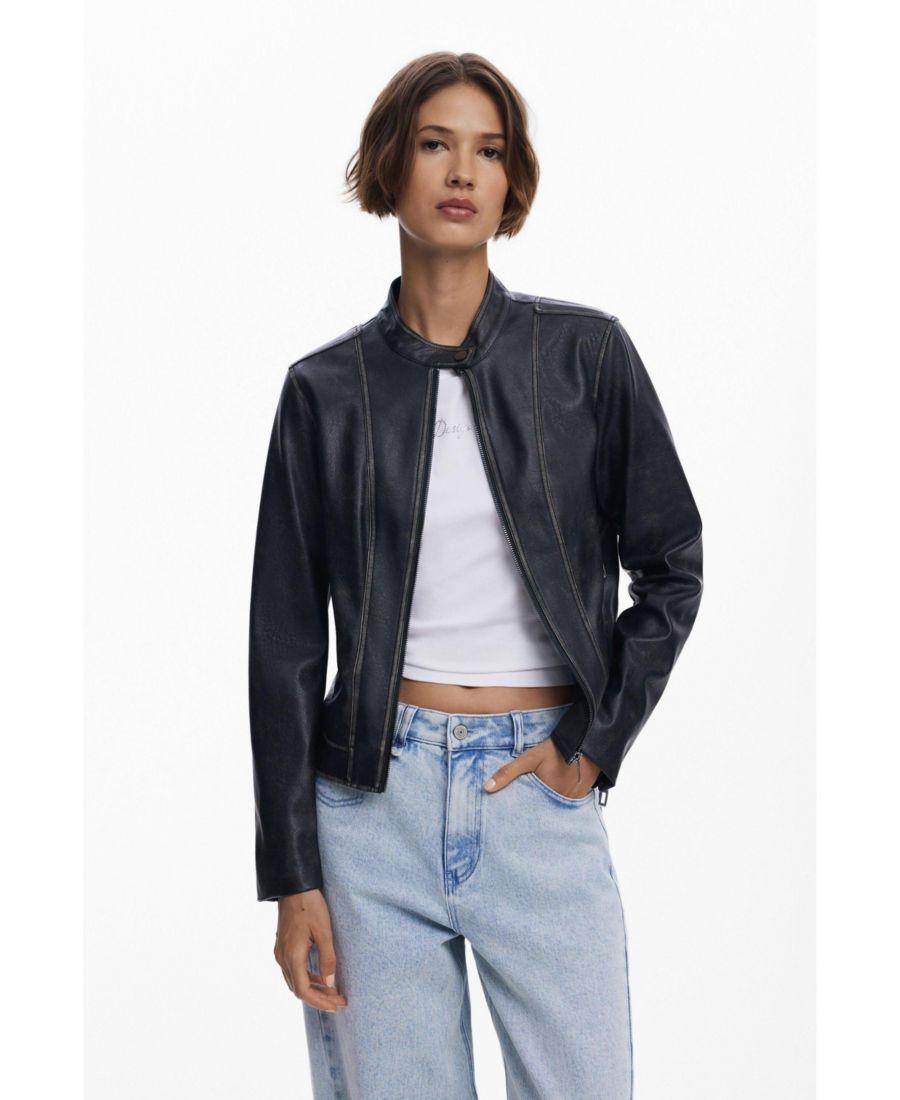 

Женская куртка с эффектом потертой кожи Desigual, Black