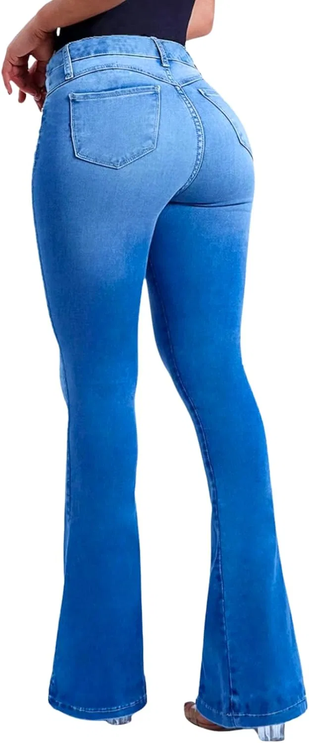 Джинсы Bootcut с высокой талией, синий