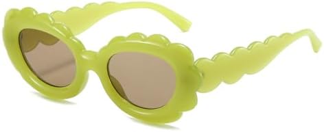 

Солнцезащитные очки овальной формы в виде цветка, желейного цвета, для женщин, модные фиолетово-зеленые, мужские, с защитой от УФ-излучения UV400, в стиле ретро. 2027 год MTZJH, Green Tea