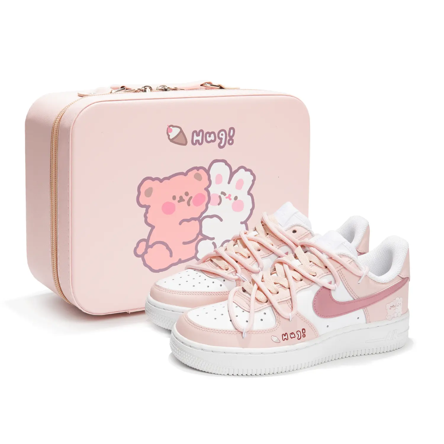 

Кроссовки Nike Air Force 1 Skateboarding Shoes Women's Low-top Pink, белый