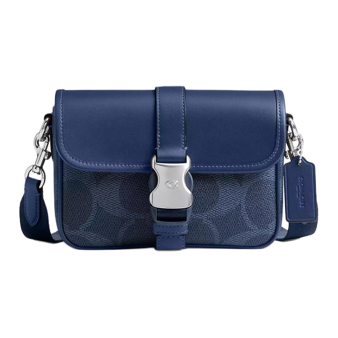 

COACH Мини-сумка через плечо из лакированного полотна для женщин blue