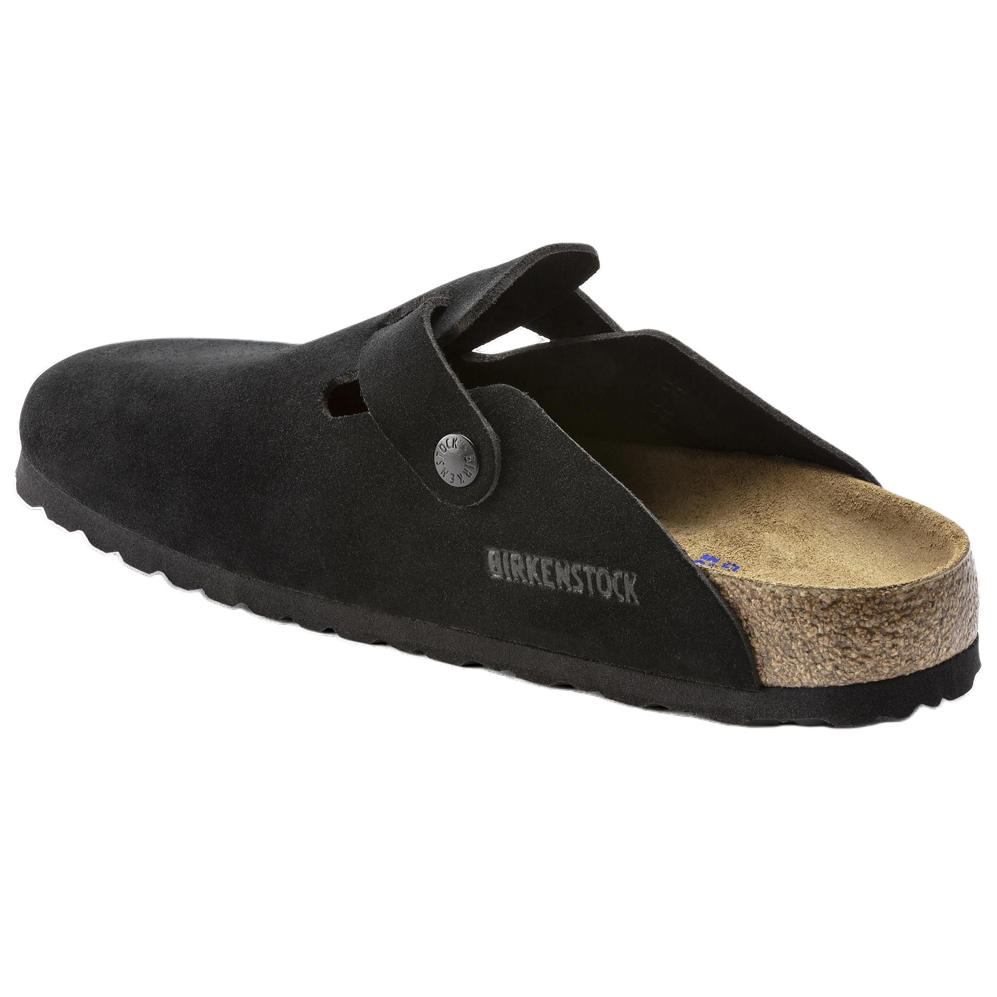 Бостонская замшевая модель Birkenstock 'Black' с мягкой стелькой — фото 4