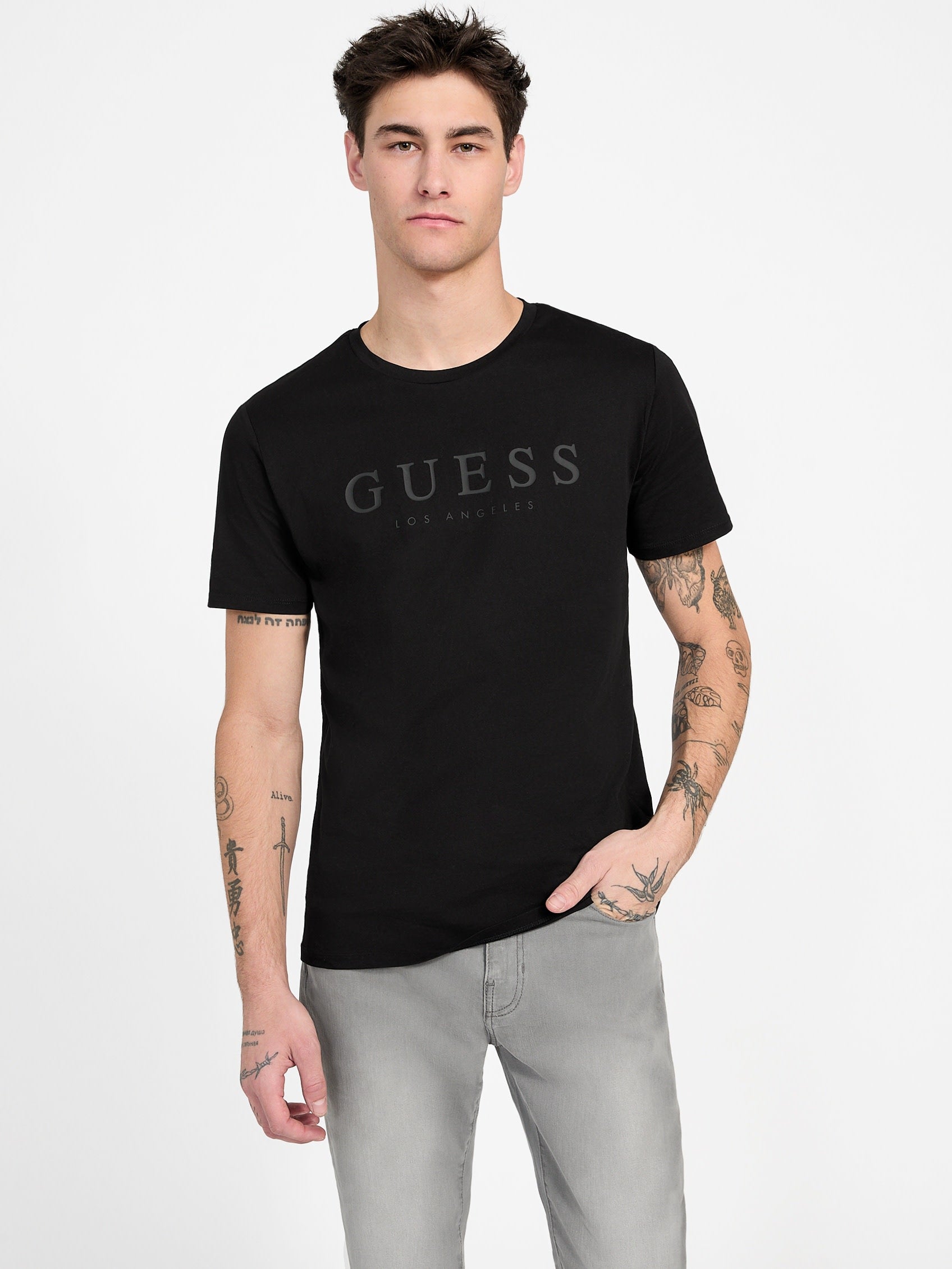 

Футболка с логотипом Eco Leo Guess Factory, черный