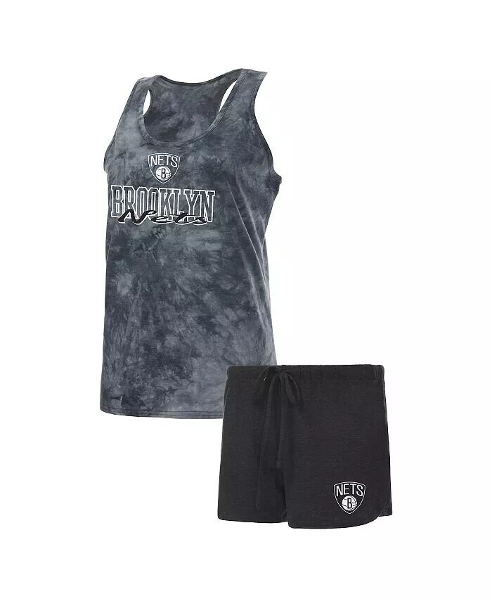 

Женский темно-серый комплект для сна Brooklyn Nets Billboard Racerback, топ на бретелях и шорты Concepts Sport