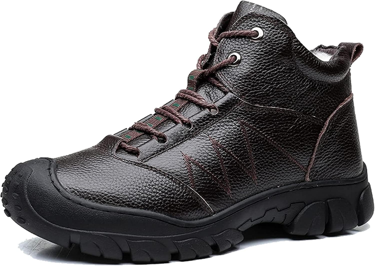 

Мужские зимние высокие ботинки Yiozoi для прогулок и работы на открытом воздухе, кожаные, на шнуровке, винтажные повседневные мужские альпинистские ботинки, коричневый