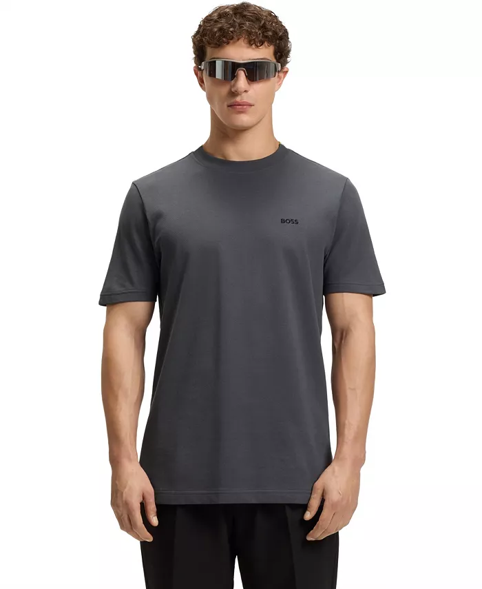 

Мужская хлопковая футболка Regular Fit из пике Hugo Boss, серый