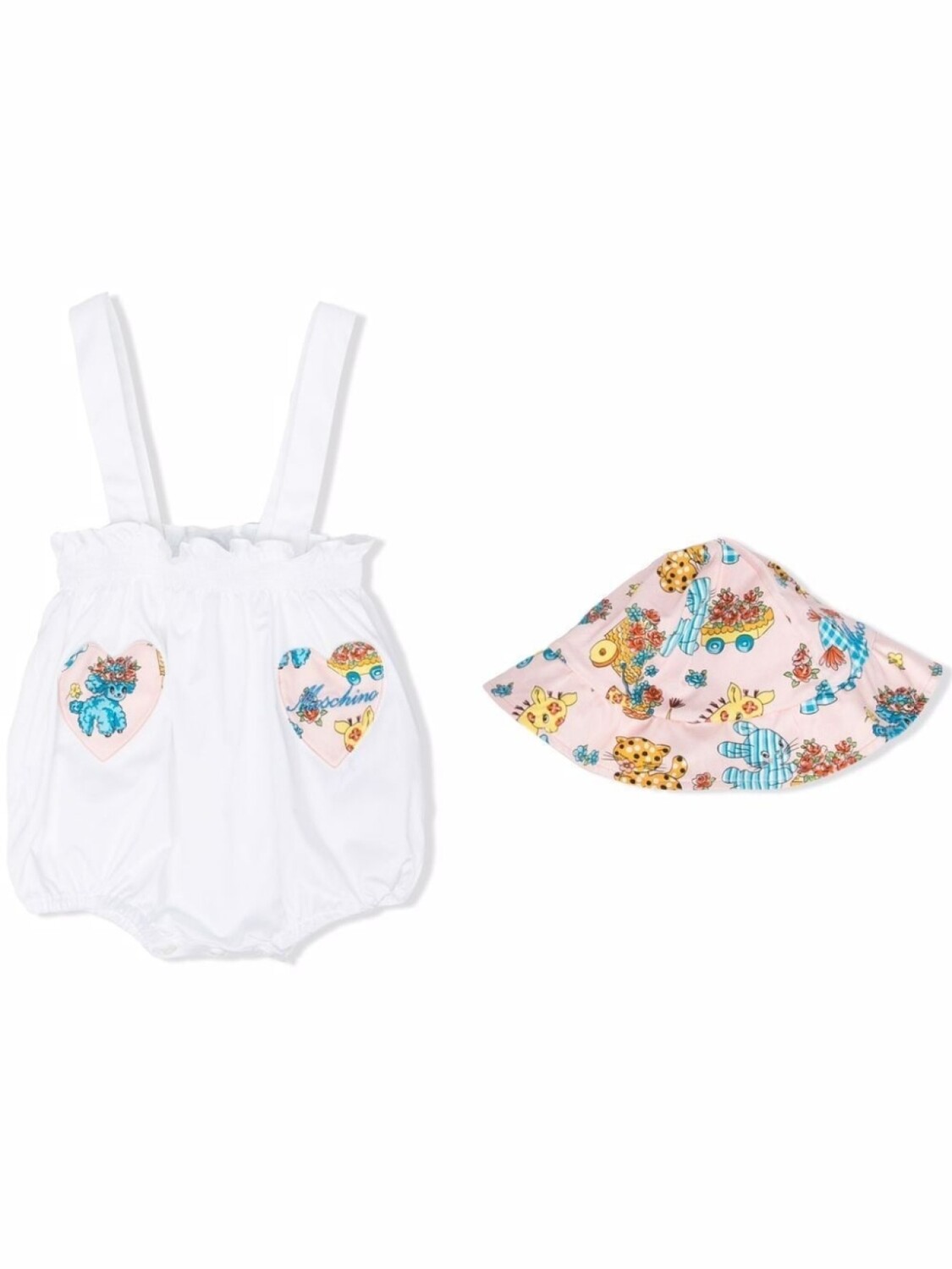 

Moschino Kids комплект из панамы и комбинезона с принтом, белый