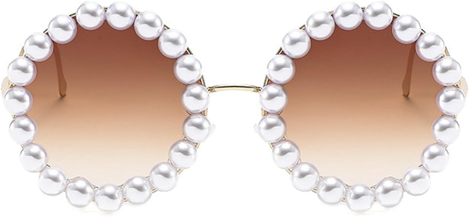 

Солнцезащитные очки Willochra Luxury Pearl Decoration Bling Candy color для женщин, модные, в металлической оправе, овальной формы, с жемчужным блеском, защита от ультрафиолета UV400, Brown