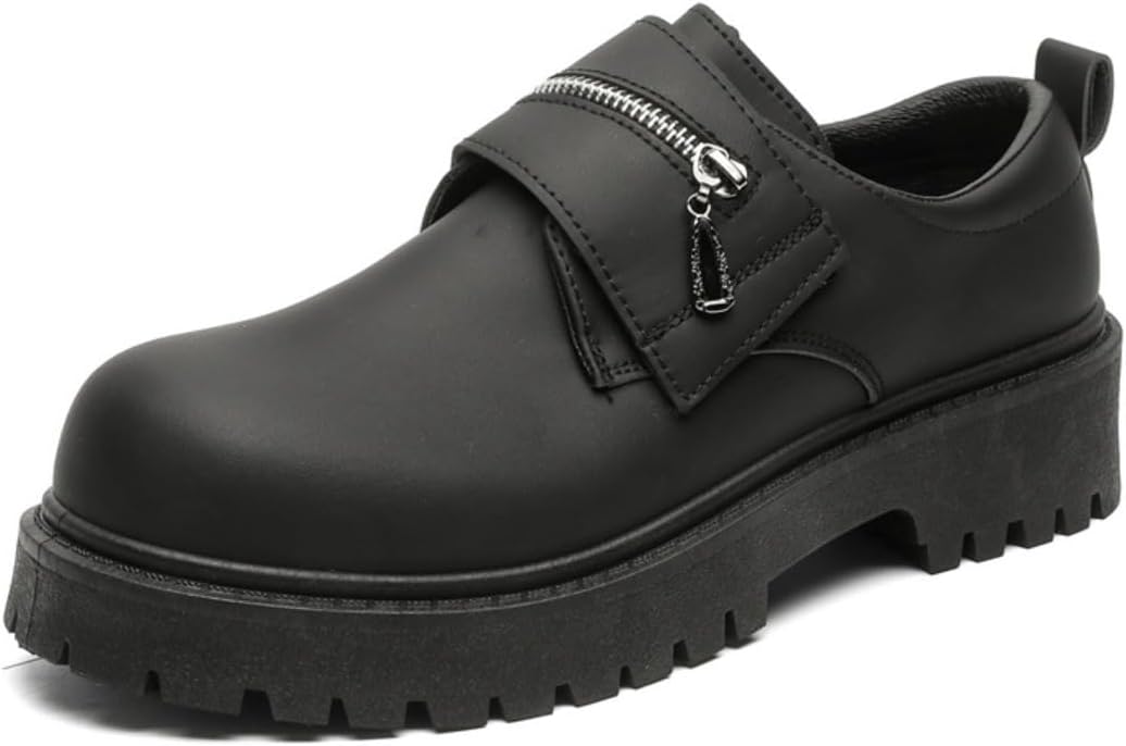 

Ретро кожаные мужские туфли с круглым носком и толстой подошвой, британские классические оксфорды на шнуровке для свадеб, вечеринок и делового повседневного стиля с увеличением роста на 4 см Zixcplaz, черный