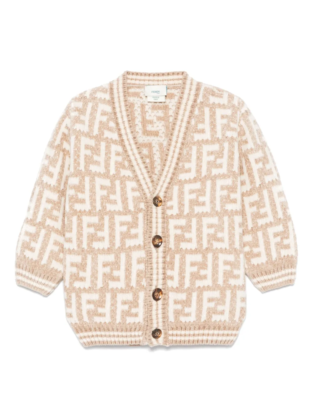 

Кардиган вязки интарсия с узором FF FENDI KIDS, нейтральный