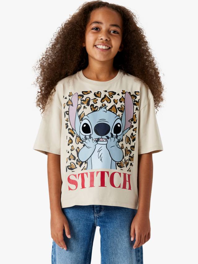 

Детская хлопковая футболка с коротким рукавом и принтом Stitch NAME IT, Peyote