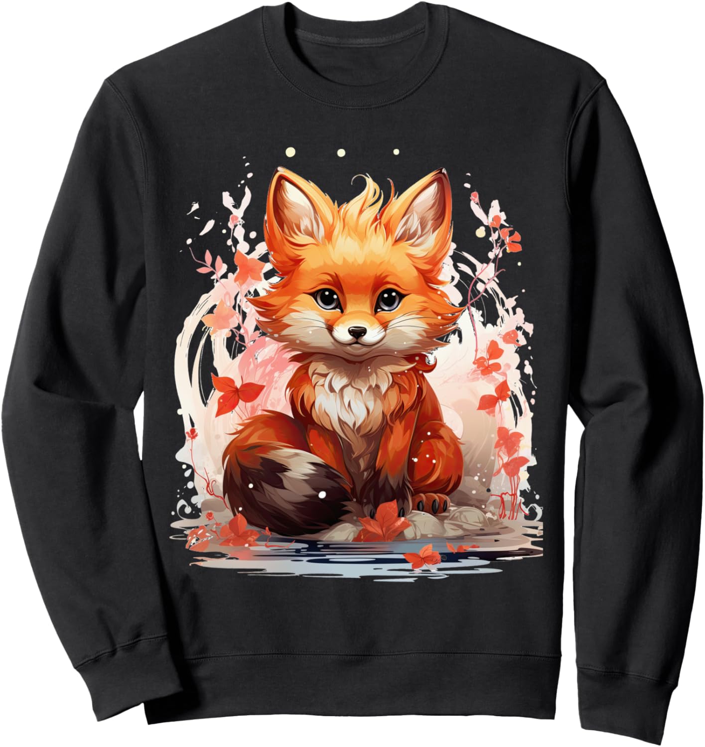 

Милая лисичка, японское аниме, каваи, отаку, большие глаза, толстовка Japanese Cute Animal Design, черный