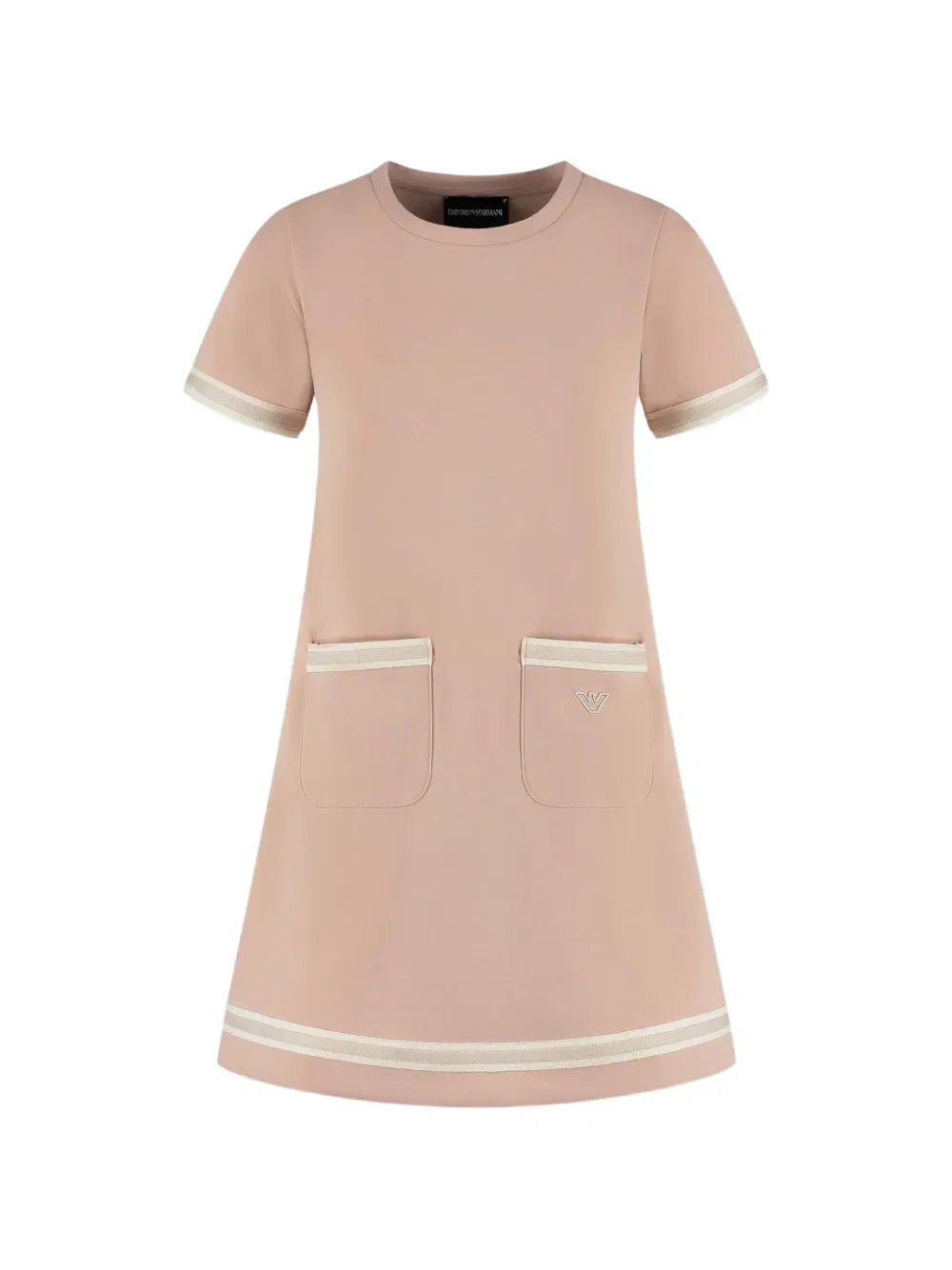 Мини-платье в полоску с карманами Emporio Armani Kids, розовый