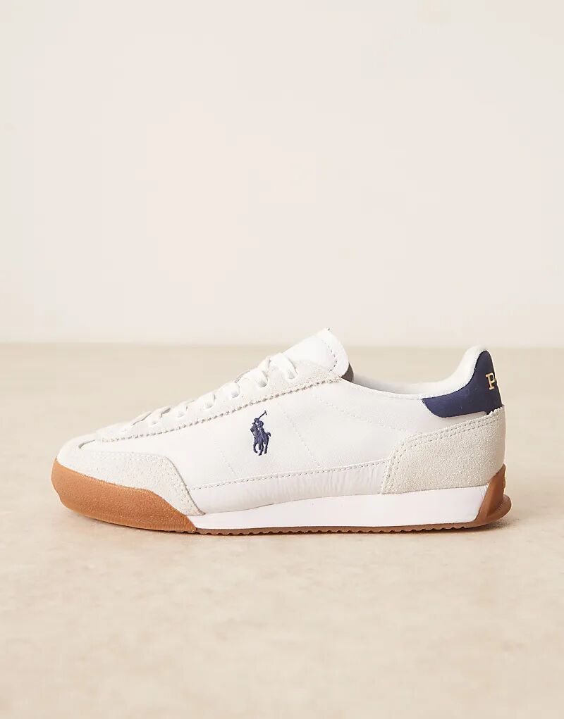 Кроссовки Polo Ralph Lauren Hester белого цвета с темно-синей накладкой сзади и логотипом — фото 2