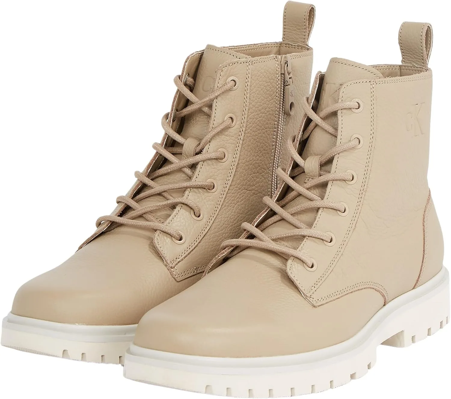 Ботинки средней длины Calvin Klein мужские Eva Mid Tumbled на шнуровке, бежевый — фото 4