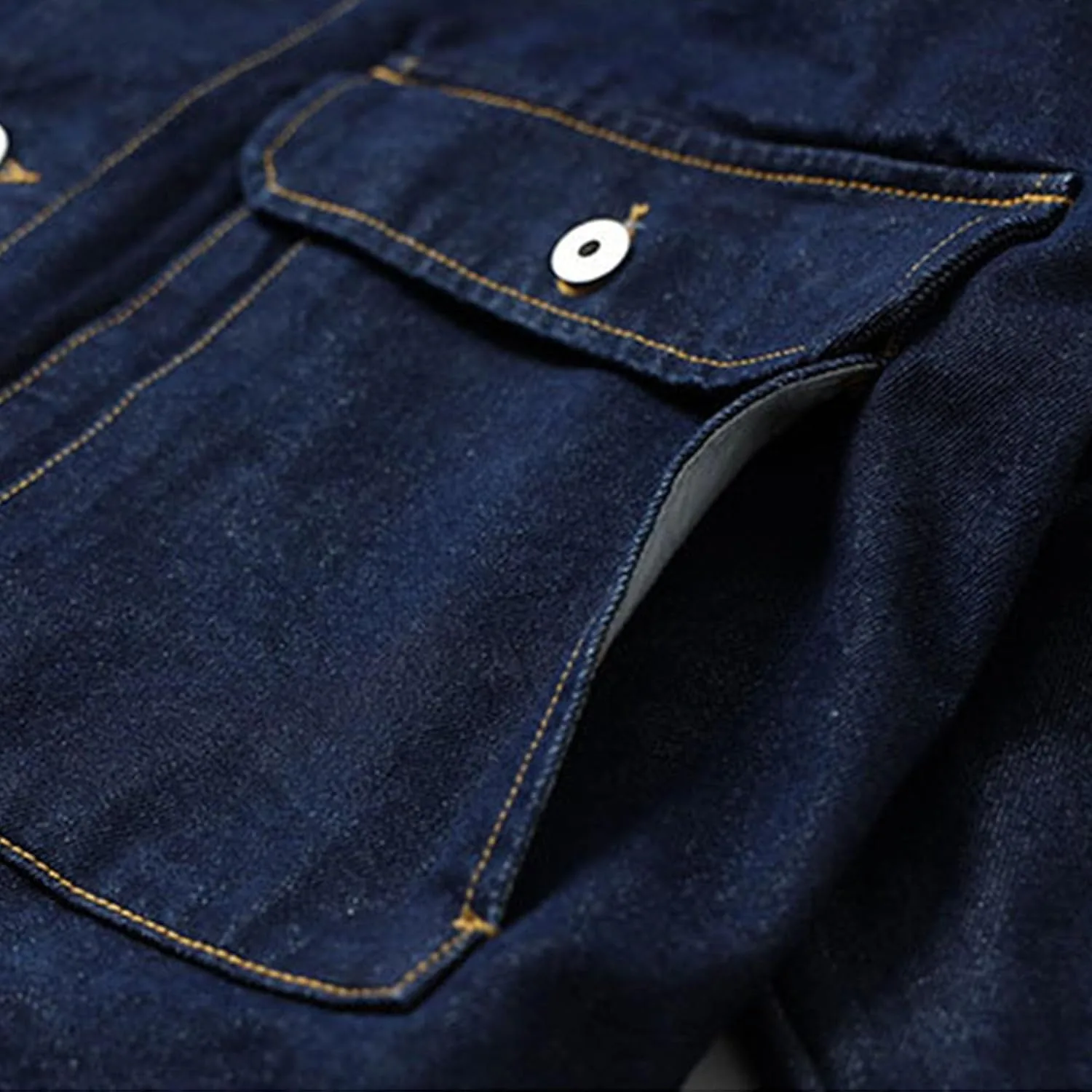 Мужская классическая куртка джинсовая с лацканами, Casual, Slim Fit, карман, джинсовая куртка Generic, темно-синий — фото 4