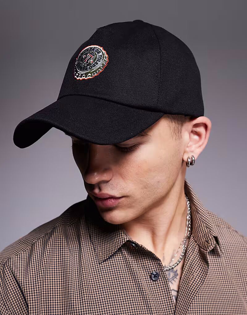 

Кепка с графическим принтом для пива ASOS DESIGN черного цвета