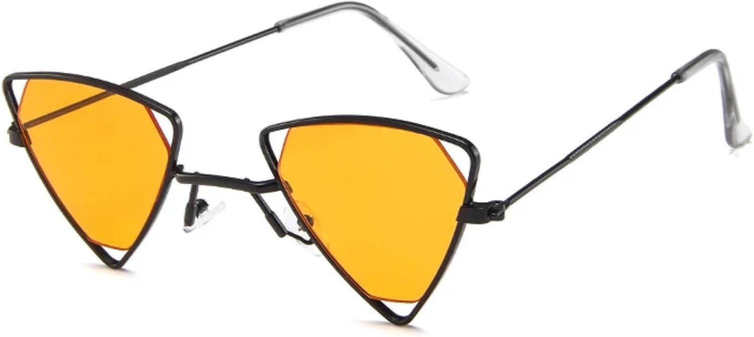 

Ретро-солнцезащитные очки в форме треугольника из сплава, ажурные, для женщин и мужчин, в стиле панк, роскошные, для активного отдыха, вождения, летнего отдыха и путешествий, с защитой от УФ-излучения UV400 TKKTLLT, Black Orange