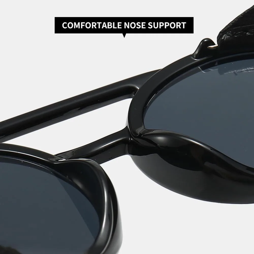 

Мужские солнцезащитные очки для женщин, роскошные круглые очки в стиле стимпанк с кожаной отделкой, винтажные, с защитой от УФ-излучения UV400 DSXLY, Blue