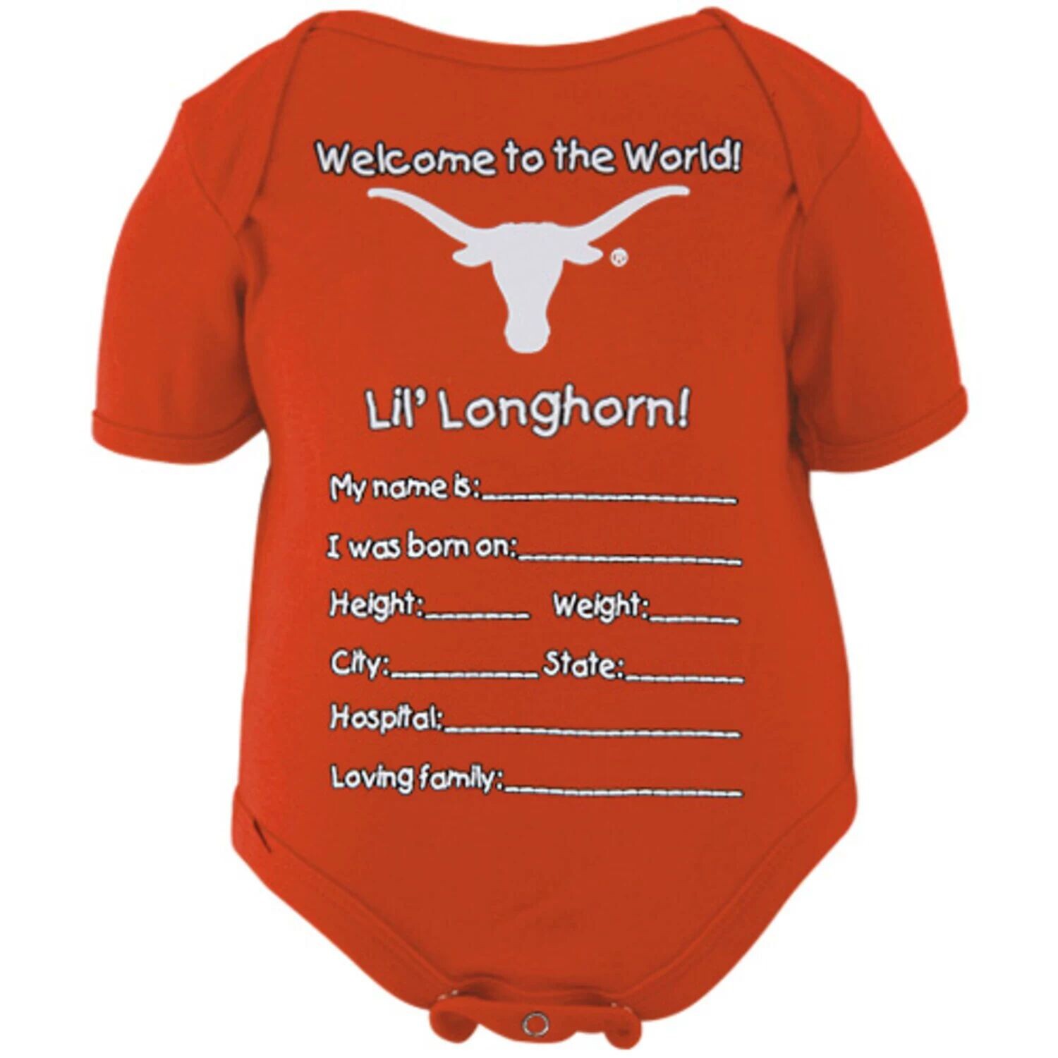 Новорожденный Texas Longhorns Добро пожаловать в мир Creeper - Burnt Orange Unbranded