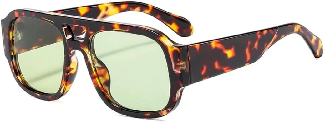 

Мужские солнцезащитные очки в стиле ретро с двойной перемычкой, модные солнцезащитные очки с леопардовым принтом, женские в стиле панк с градиентом VFDHN, 8