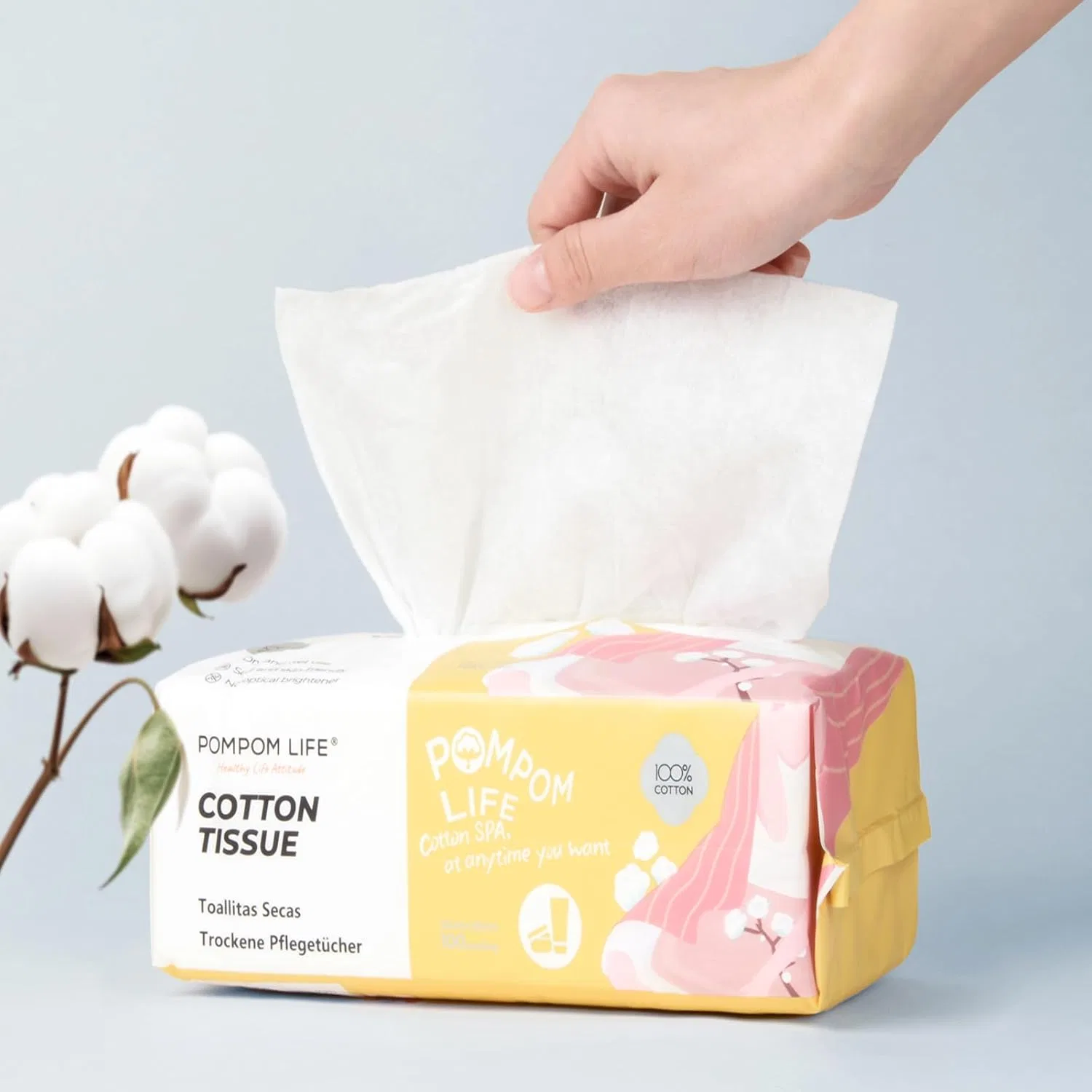 Одноразовые салфетки для очищения лица, 100 штук Pompom Life