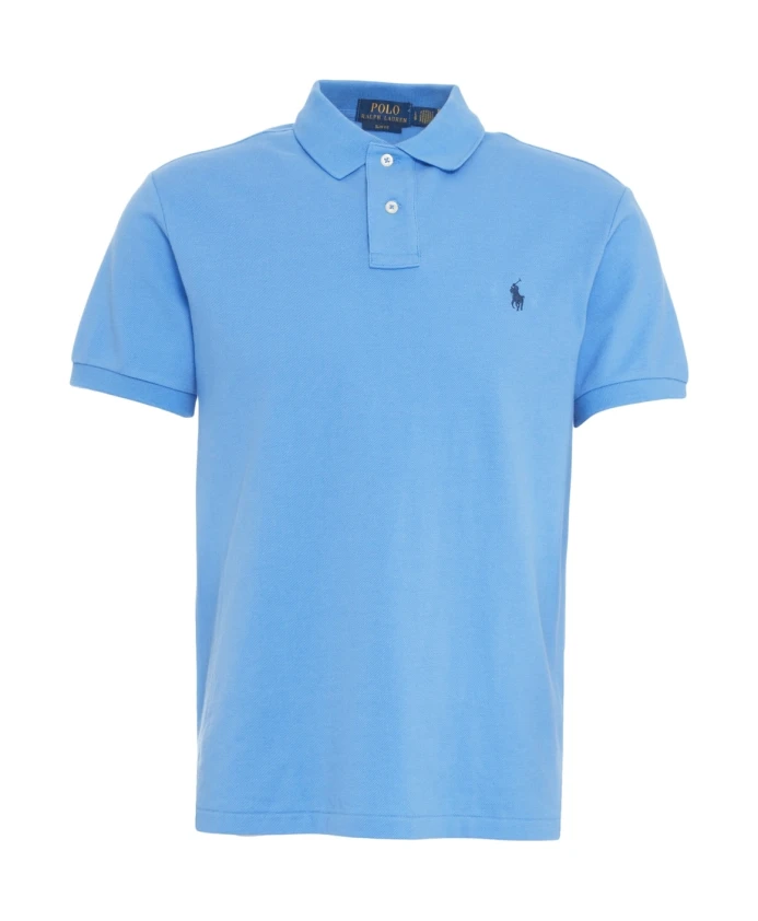 

Синяя облегающая футболка-поло Polo Ralph Lauren, синий