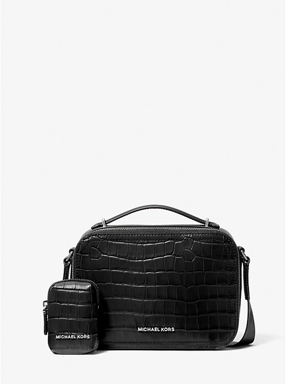 

Сумка через плечо Hudson из тисненой кожи крокодила Michael Kors, черный