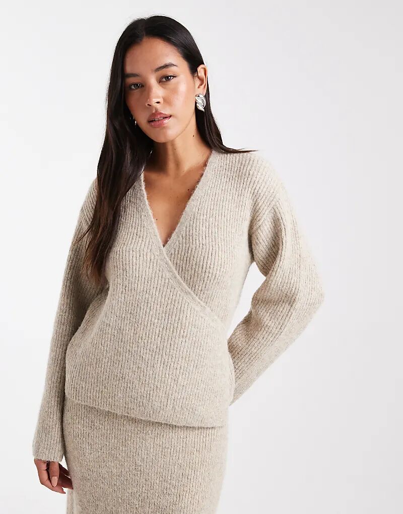 

4th & Reckless шерстяной трикотажный кардиган-халат в бежевом цвете