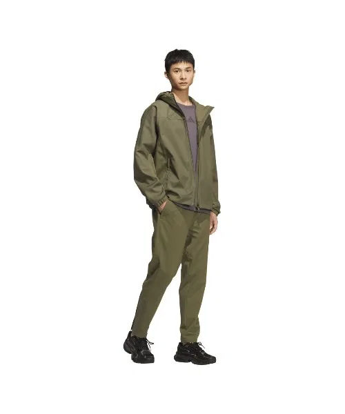 Ветрозащитная куртка с капюшоном adidas Three Stripes Regular Fit флисовая, оливковый — фото 3