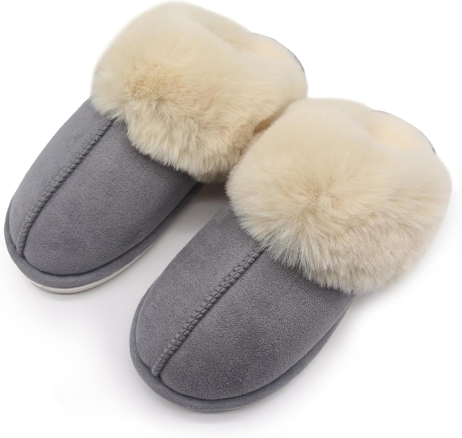 

Мягкие плюшевые тапочки для женщин и мужчин, ультра-удобные домашние тапочки, противоскользящие, теплые и моющиеся Icosylify, серый