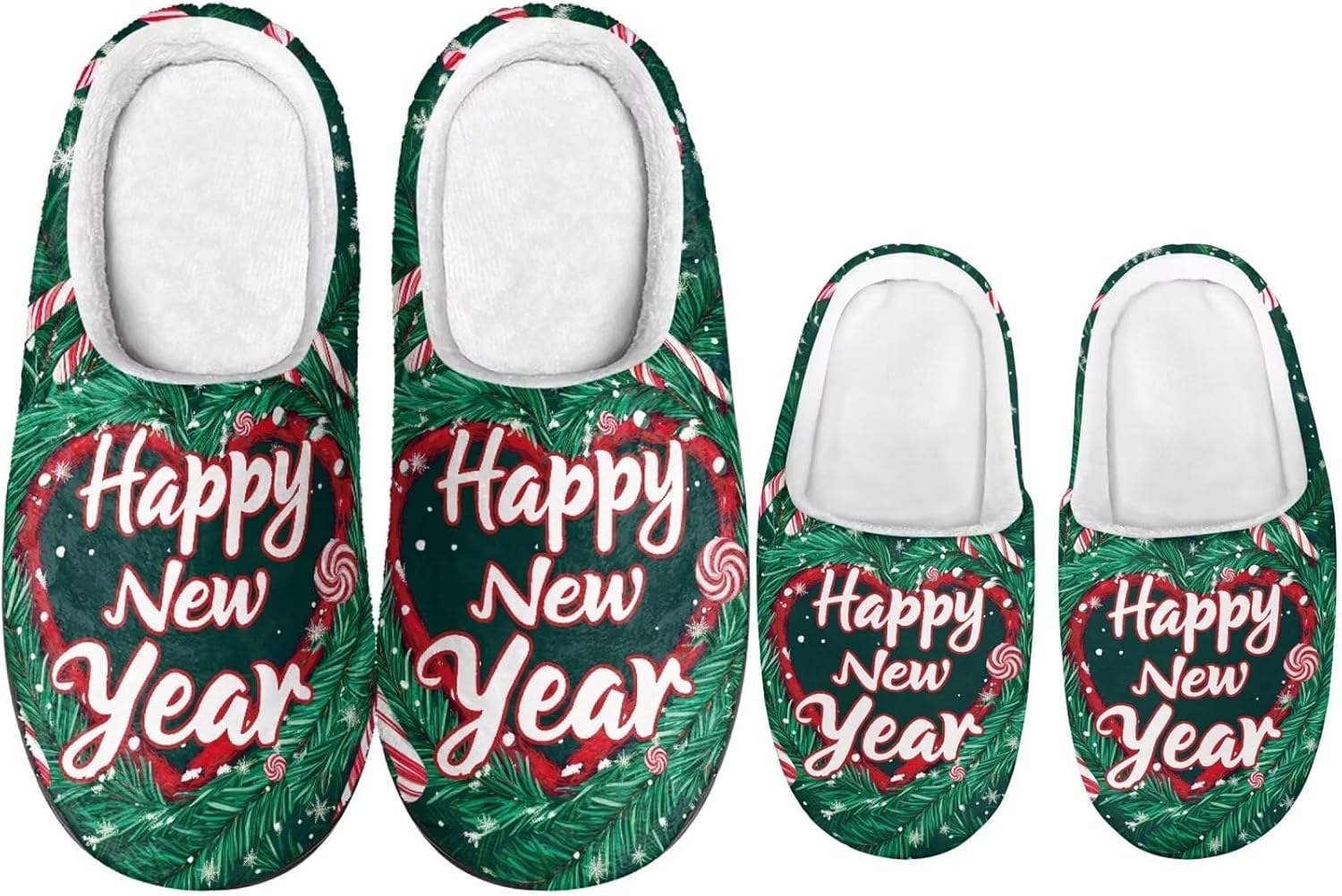 

Рождественские тапочки для всей семьи с подошвой TPR для мужчин и женщин, домашние/тапочки, пушистые с резиновой подошвой Dngkaoje, зеленый