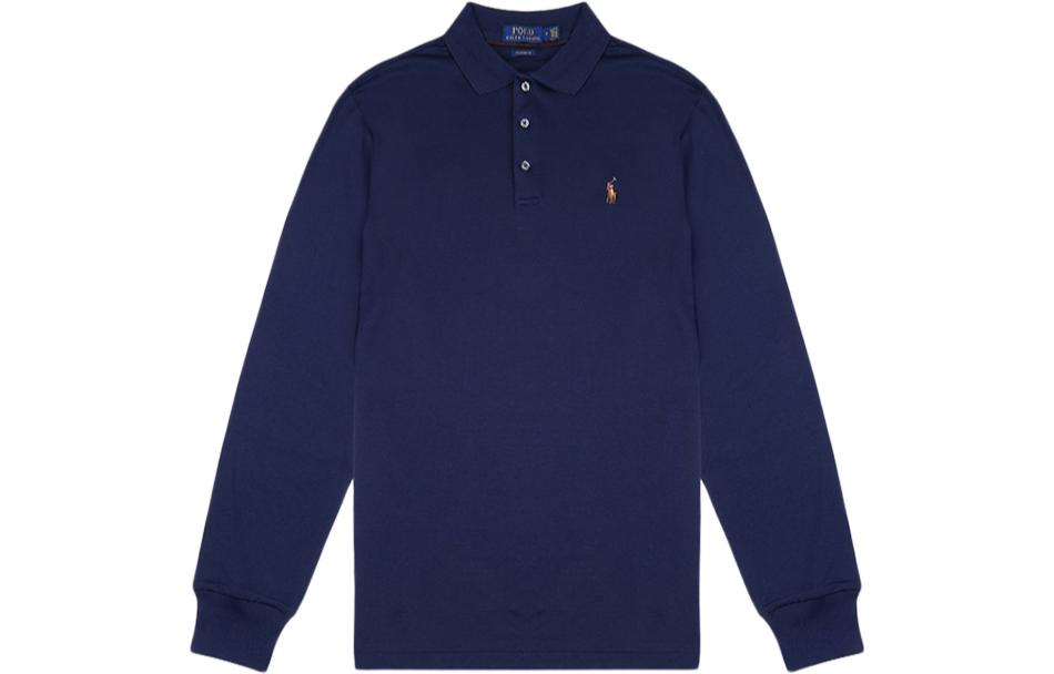 

Винтажная рубашка-поло с длинным рукавом б/у Polo Ralph Lauren, синий
