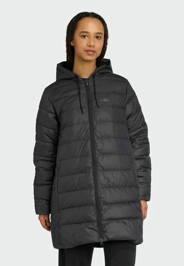 Пуховое пальто essentials climawarm 3stripes с капюшоном Adidas Sportswear, Black
