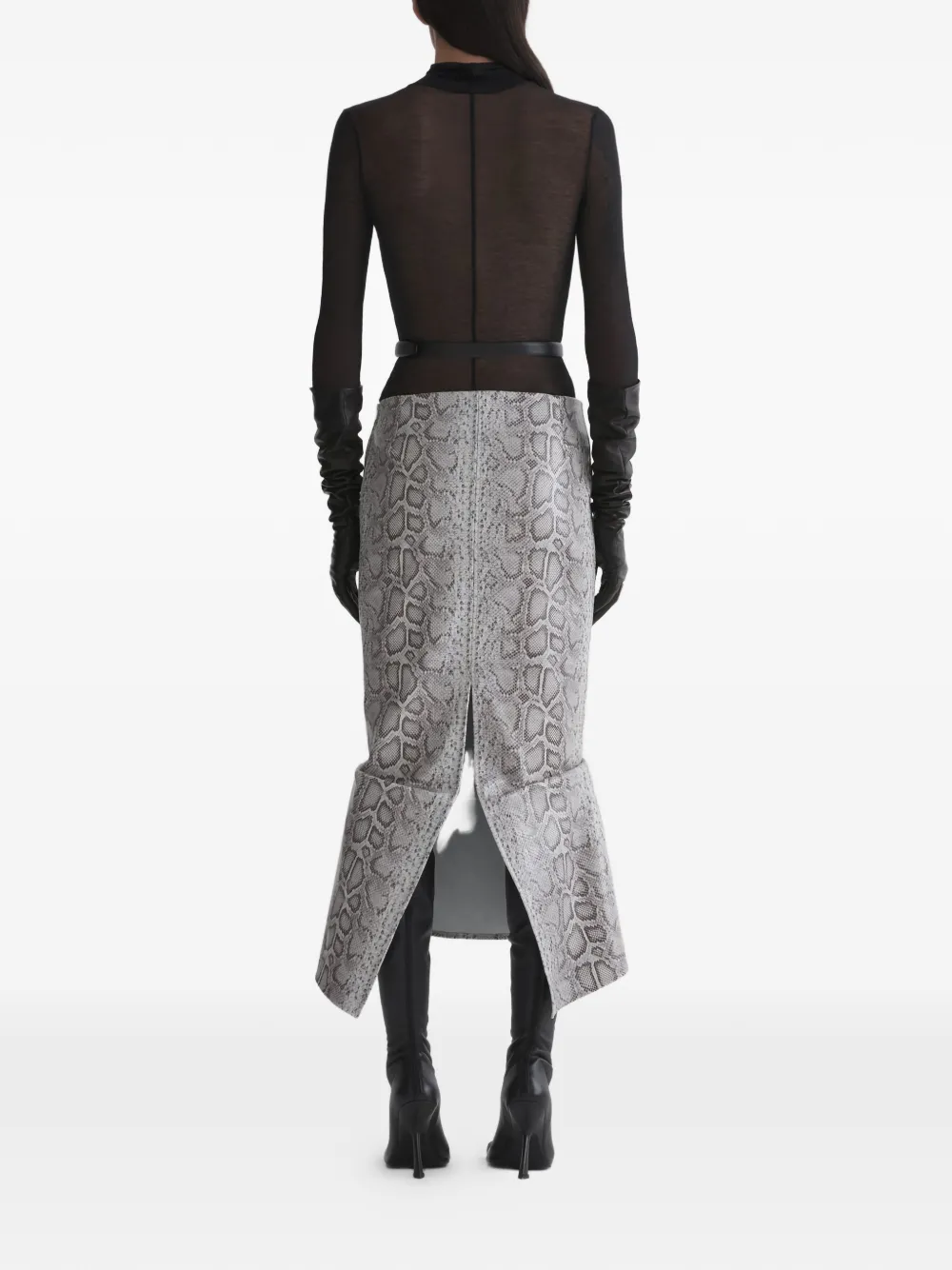Топ с высоким воротником и длинными рукавами Mugler, серый — фото 4