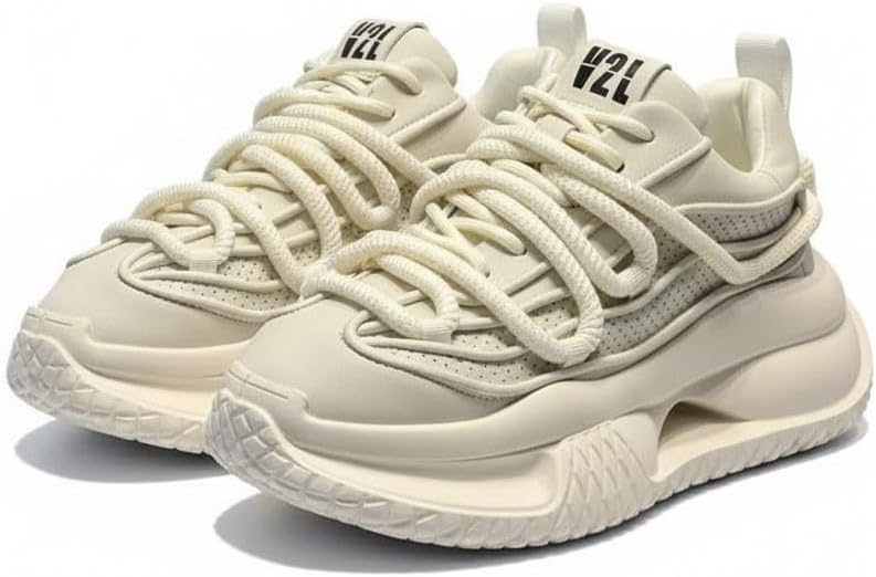 

Мужские кроссовки на массивной подошве в ретро-стиле Y2K, повседневная обувь для ходьбы, спортивные модные кроссовки с уникальной шнуровкой в виде каната Ctkvbmeoi, белый