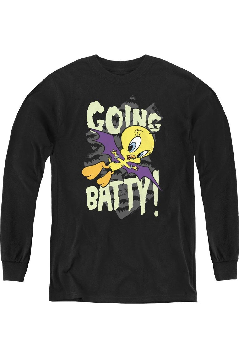 

Футболка с длинным рукавом Looney Tunes Going Batty для детей Gildan, черный