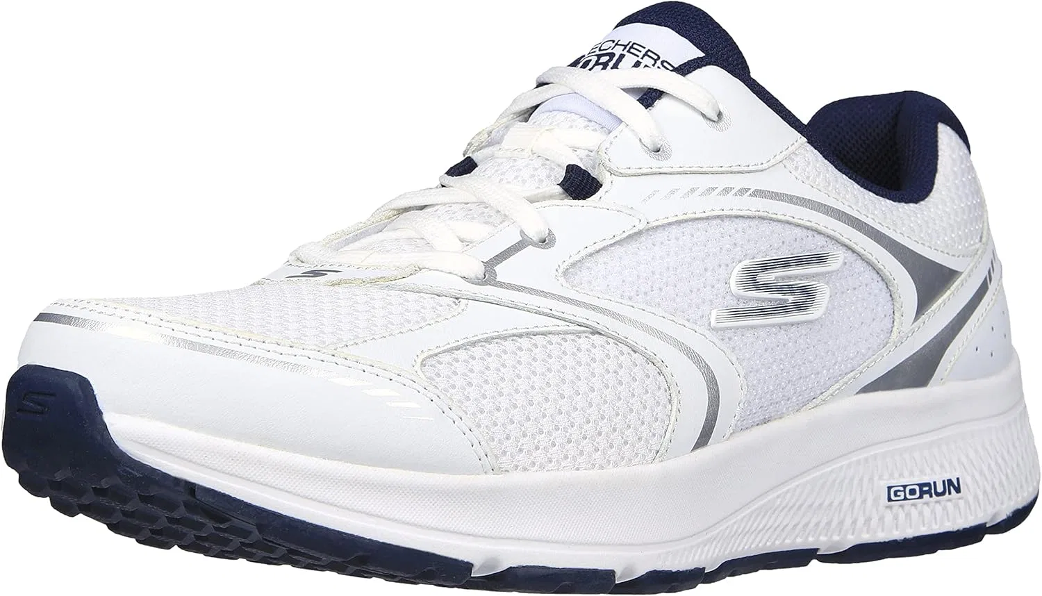 Кроссовки Bounder унисекс Skechers, White And Navy Leather Textile