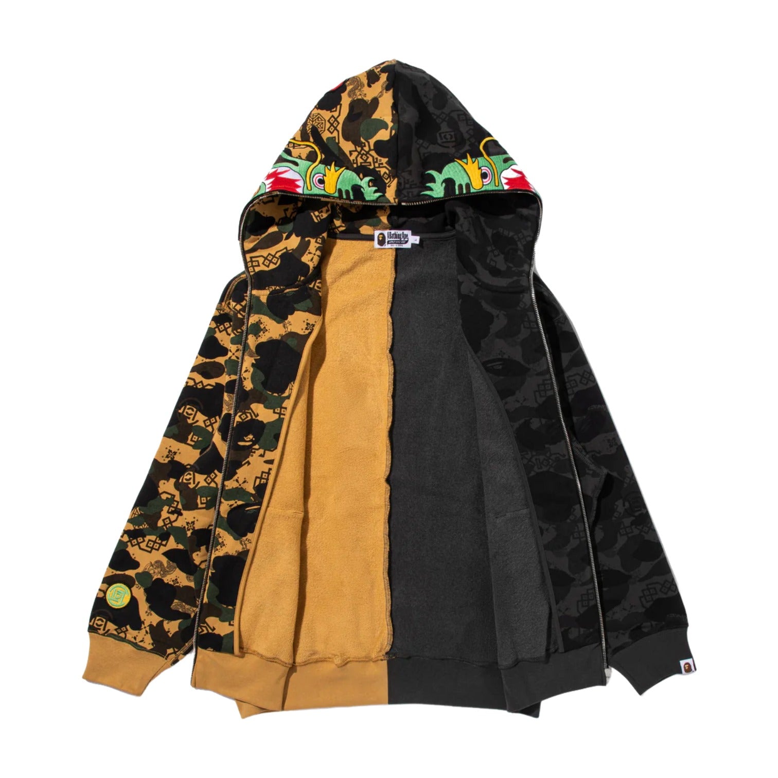 A Bathing Ape Худи BAPE X Clot Camo Split Shark Relaxed Fit Full Zip Hoodie, цвет 'Black' — фото 4