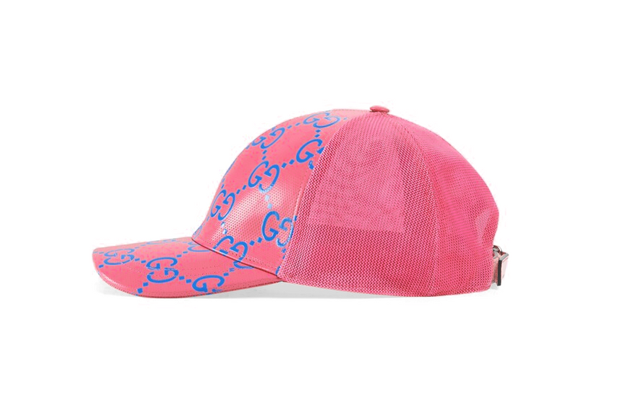 Бейсболка Gucci GG Leather Baseball Hat 'Pink Blue', розовый — фото 2