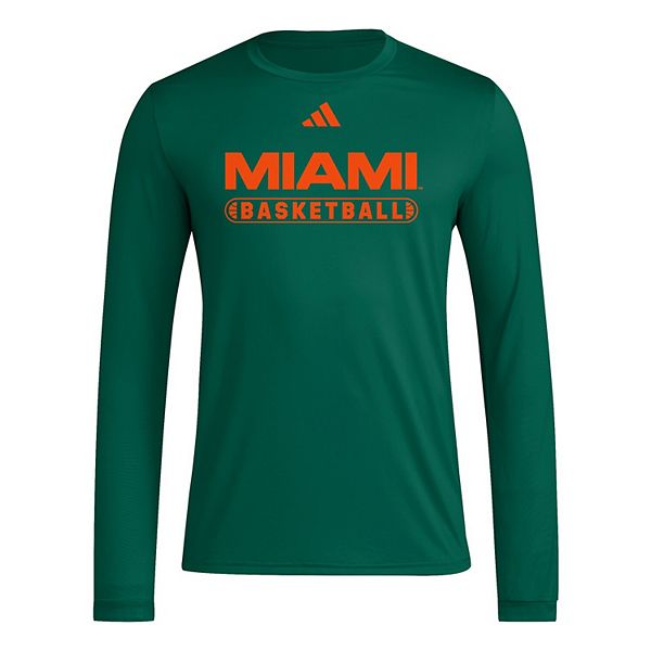 Мужская зеленая майка Miami Hurricanes с длинным рукавом для разминки Adidas — фото 3