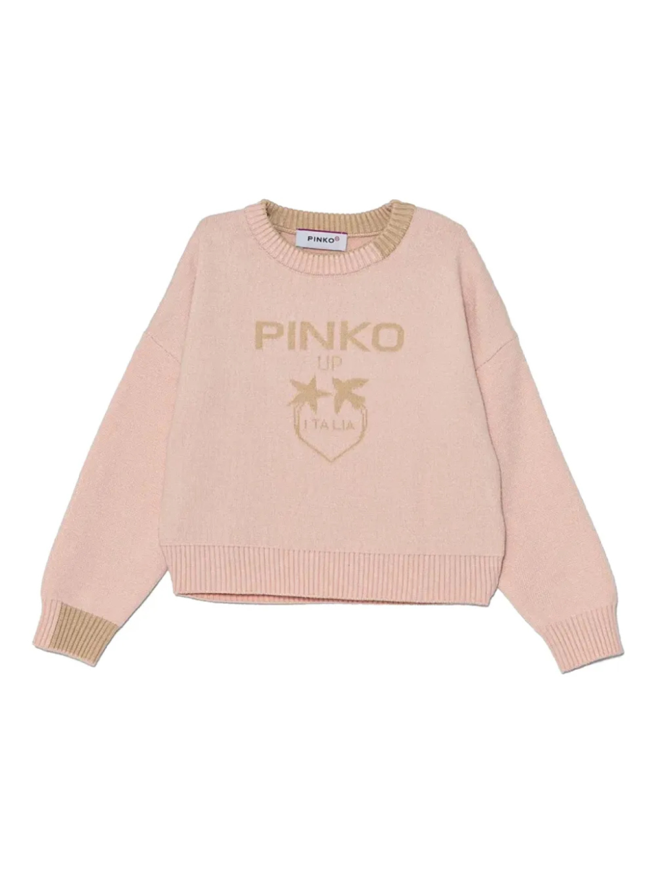 

Pinko Kids свитер с логотипом в технике интарсия, розовый