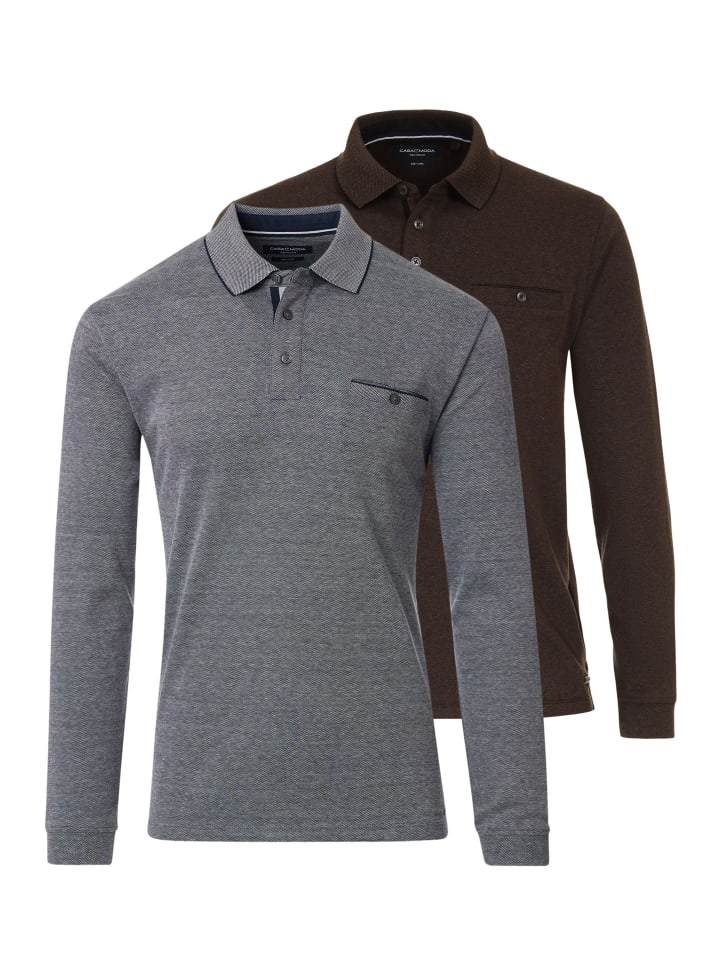 

Базовая рубашка-поло коричневого/серого цвета Casa moda