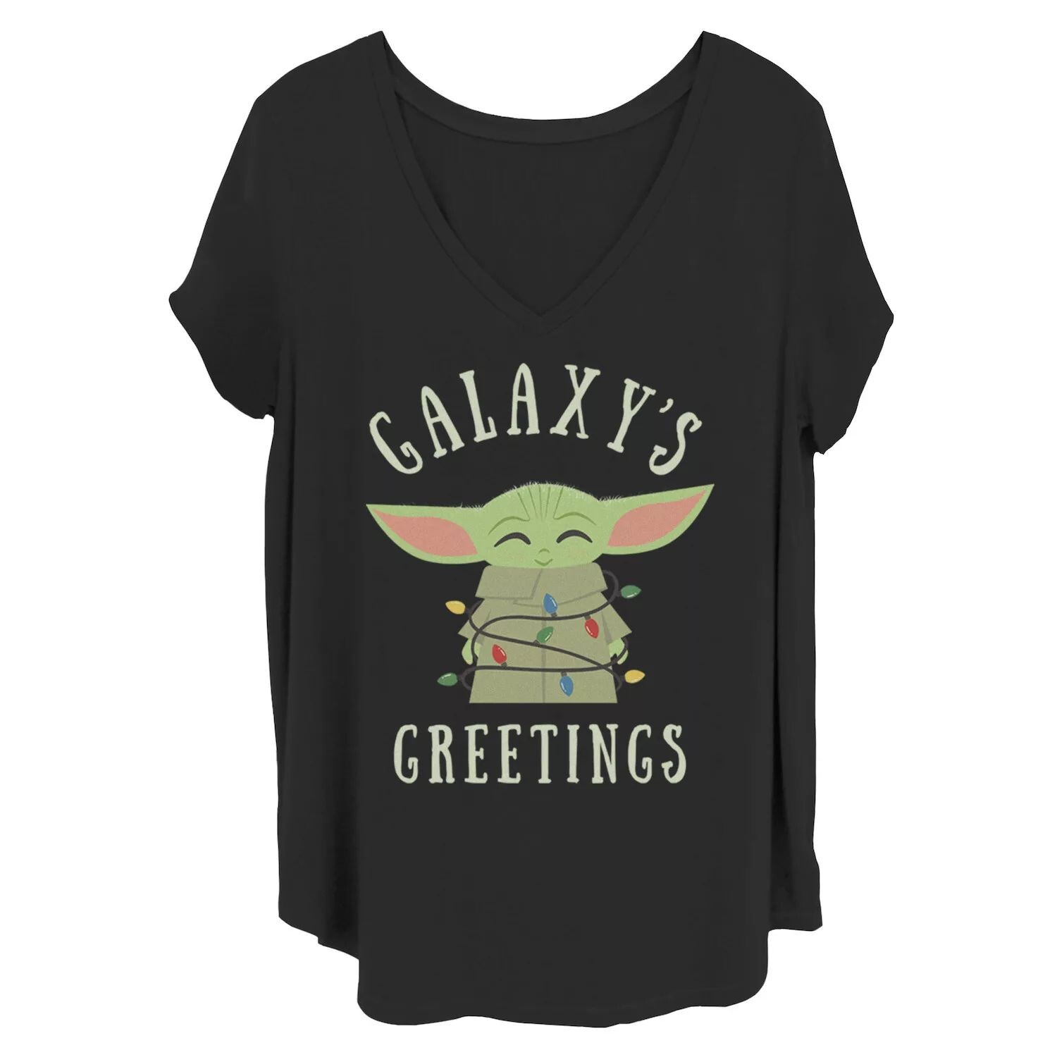 

Футболка Juniors Plus Star Wars The Mandalorian The Child Galaxy's Greetings с текстовым сообщением Licensed Character