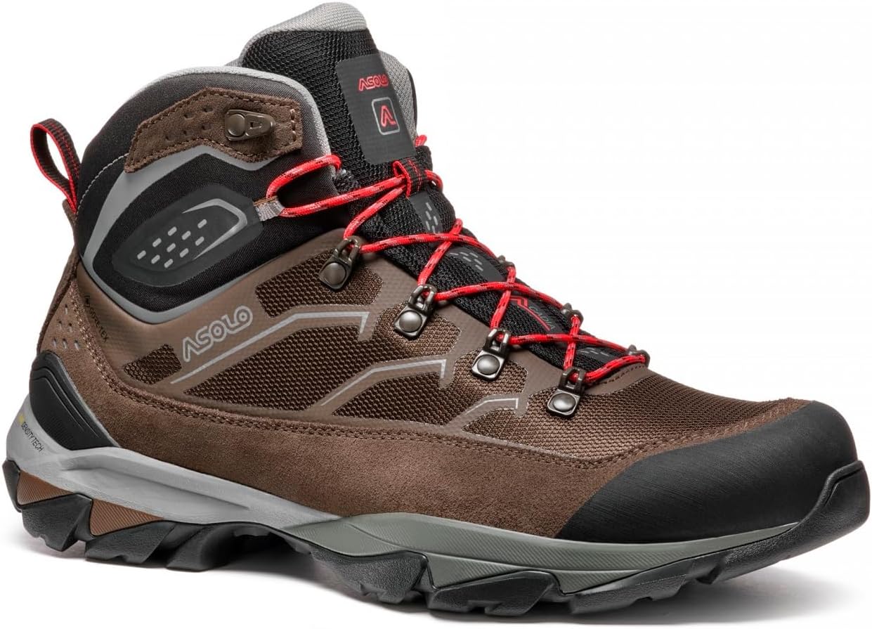 

Мужские туристические ботинки ASOLO ACADIA MID GTX на шнуровке до щиколотки с водоотталкивающим верхом из замши и нейлона, дышащей подкладкой, коричневый/серый