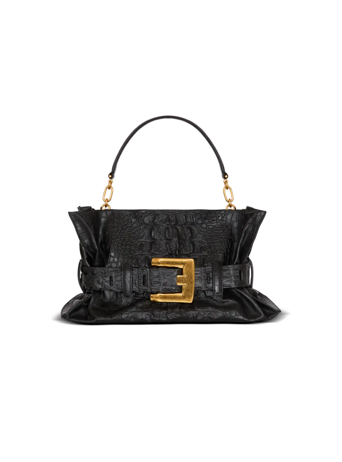 

Сумка Medium Anthem из тисненной телячьей кожи под крокодила Balmain, черный